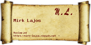 Mirk Lajos névjegykártya